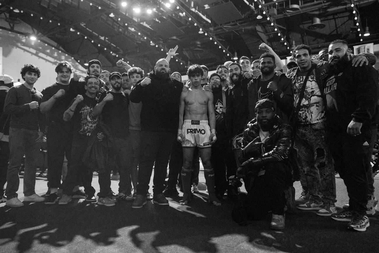 Team gathered in the doorway before walking out