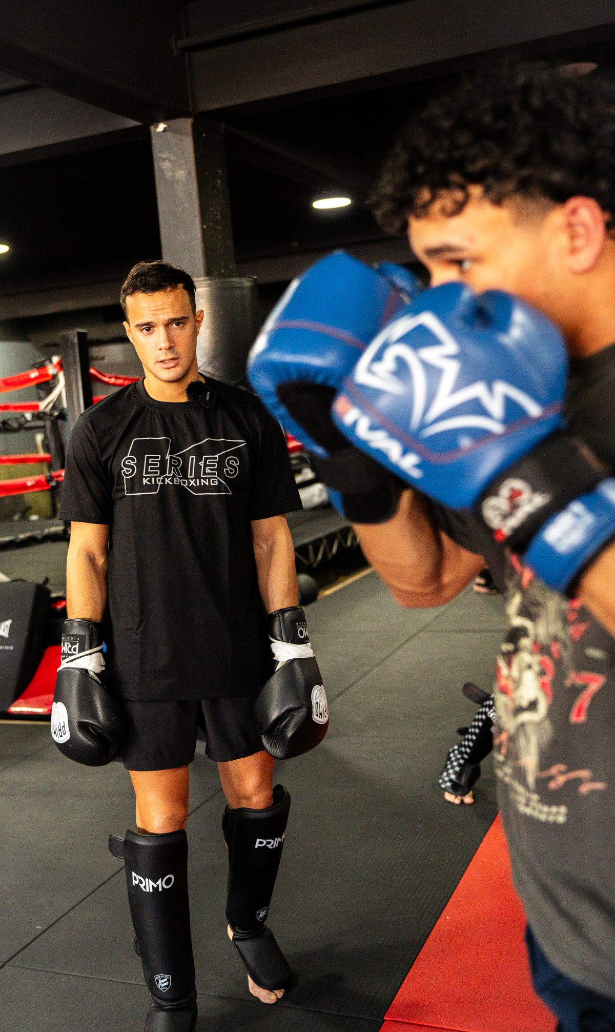 Students drilling with gloves on during a seminar